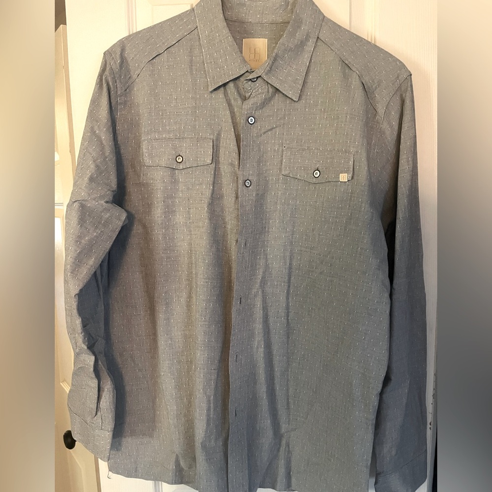 Men’s gray & white mens dress shirt